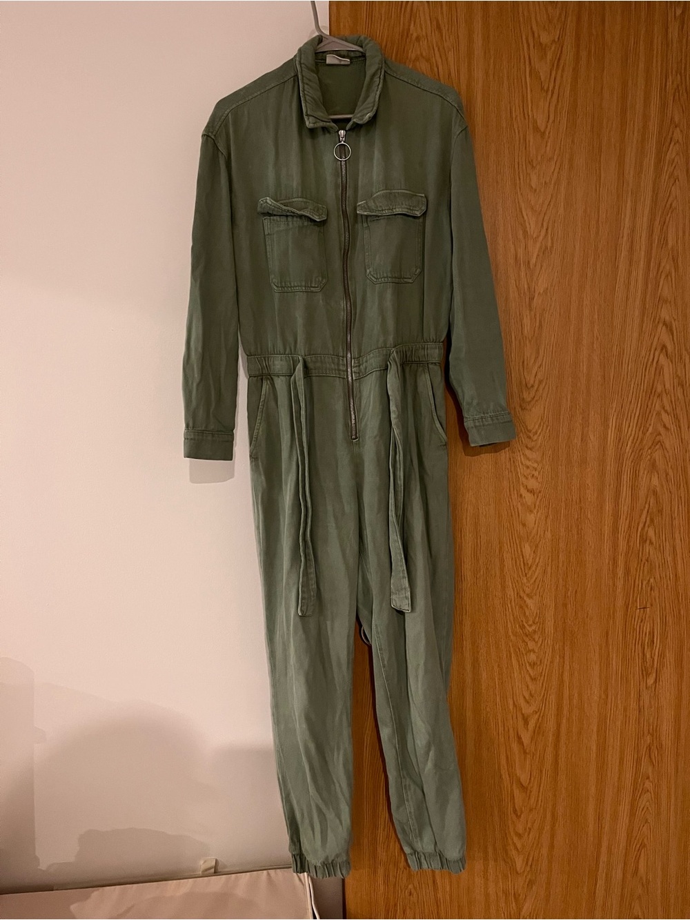 Bershka Utility Jumpsuit in Olive Green